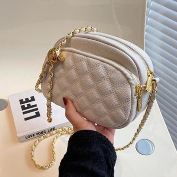 秋季包包女2024新款時尚單肩繡線復古女包菱格鏈條斜挎包百搭ins