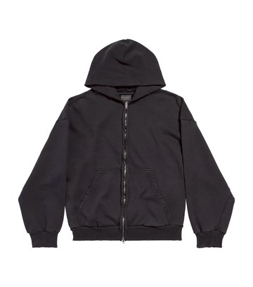 Balenciaga Painted-Logo Zip-Up Hoodie