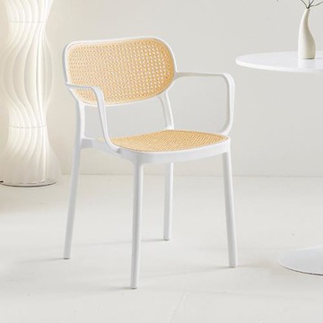 Boden-艾麗莎扶手餐椅/PP材質藤編造型椅/塑膠休閒椅/洽談椅/商業椅(二入組合-兩色可選)