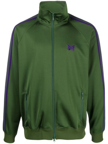 Needles - logo-embroidered zip-up bomber jacket - men - Rayon/Polyester - XS - Green