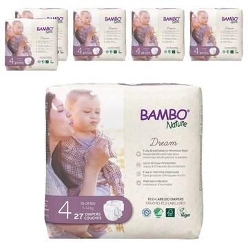 Bambo Nature 伴寶樂 Dream黏貼型紙尿褲 7~14kg  第4階段  162片