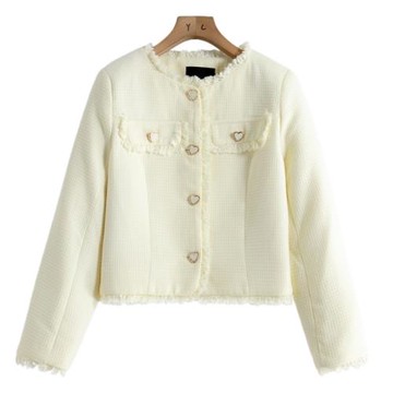 西湖閣老【吳】秋冬 毛邊流蘇壓邊愛心排扣小香風外套W001