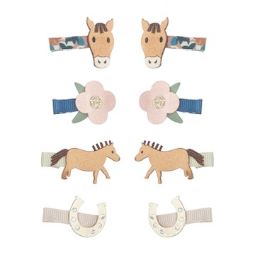 英國Mimi & Lula_AW24_鄉村家園-俏皮小馬迷你髮夾8入