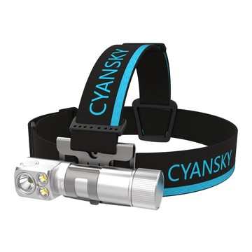 CYANSKY HS7R 多功能可充電L型頭燈 2800流明 雙色溫 聚光 泛光 強光手電筒 工作頭燈  1入  銀色
