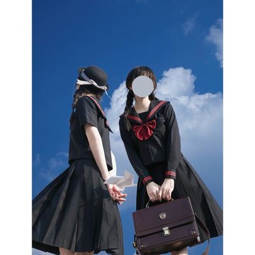 【山川】jk制服裙正版套裝不良長裙黑領赤三本基礎款全套水手服秋