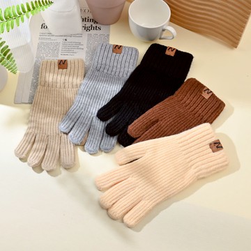 YABY韓版女針織掀指手套-顏色隨機出貨