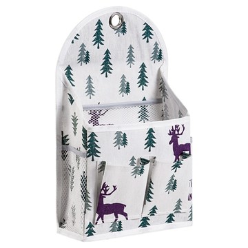 iSFun 棉麻儲物立體防水多格掛袋  小鹿  40 x 22.5 x 9cm