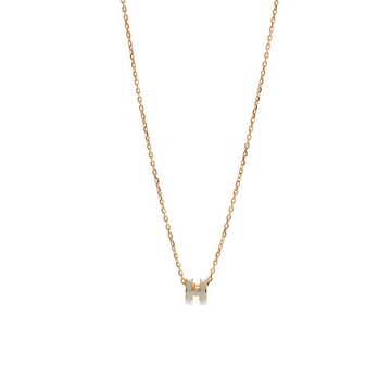 Hermes Pop H Mini項鍊(奶茶/玫瑰金) (H147992FO55)