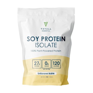 TRYALL 分離大豆蛋白  每份蛋白質含量高達27g  含支鏈胺基酸  黃金比例  含多種人體必需胺基酸  1kg  1包