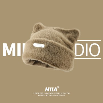 毛帽 毛線帽 針織帽 包頭帽 正韓新款可愛貓耳朵仿貂毛針織帽冷帽毛線帽子女時尚百搭包頭帽潮