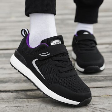 夏季網面老人鞋防滑軟底中老年運動透氣女鞋輕便健步鞋舒適媽媽鞋