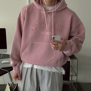 正韓NEWYORK貼片刺繡抽繩水洗連帽上衣 4色 YUPPIE 預購商品 1230