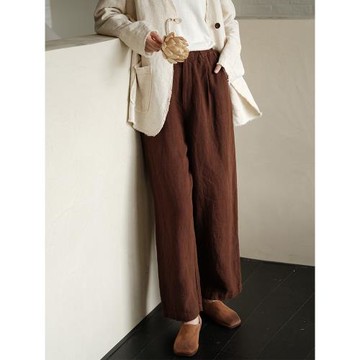21支100%高端法國漢麻亞麻2025初秋新款寬松闊腿褲子女褲可然語舒