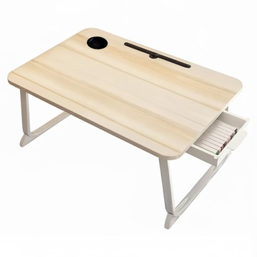 折疊電腦桌 豪華款 抽屜款 杯托 卡槽  60 x 40 x 28cm  木色