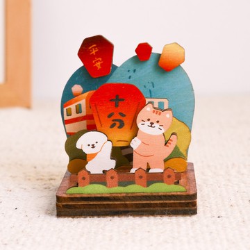 【拼風景印章收納組-幸福天燈】台灣紀念品 / 印章 / 名片卡納