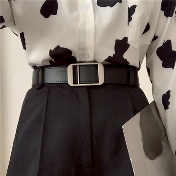 小V 新款皮帶女裝飾簡約褲帶女士休閑學生潮牛仔褲腰帶男免打孔ins風
