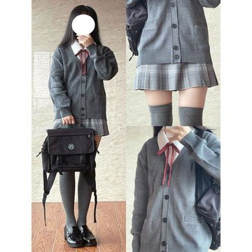 JK毛衣針織開衫長袖外套女制服早秋日系學院風外搭寬松深灰色毛衫