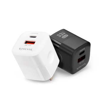 RONEVER 33W氮化鎵GaN雙孔充電器-黑/白