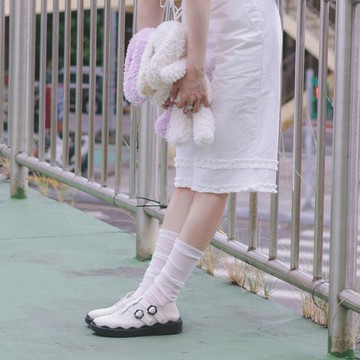 格子背心厚底鞋 奶油白 | inooknit 專為亞洲女生設計的針織鞋