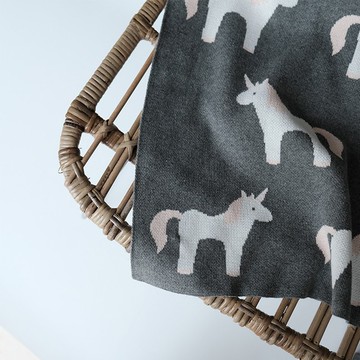 獨角獸針織毛毯 沙發毯 嬰兒毯