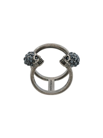 Anello doppio twin skull-M