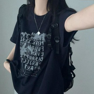 已售9642件💖Vuja de 純棉 t恤 短袖上衣女 英文印花 T恤 韓國上衣 oversize T恤 寬鬆上衣 i