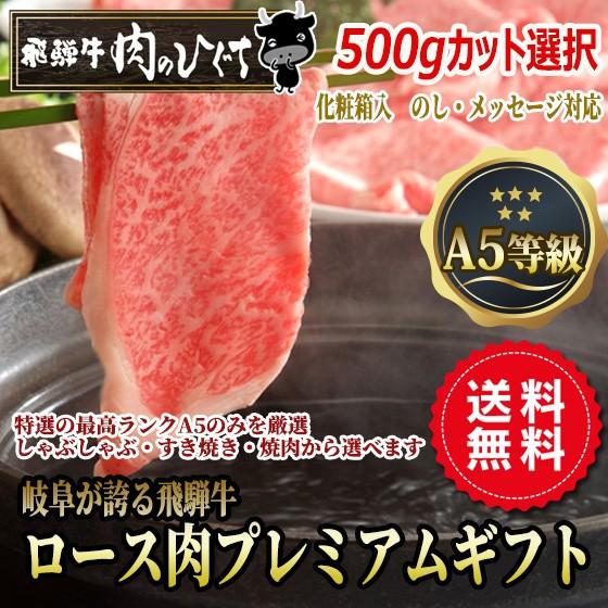 お歳暮 御歳暮 2023 牛肉 肉 ギフト 飛騨牛 A5等級 プレミアム すき焼き肉 焼肉 しゃぶしゃぶ ロース 500g 化粧箱入 黒毛和牛 内祝 お取り寄せグルメ