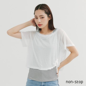 non-stop 夏日兩件式條紋綁結T恤-2色