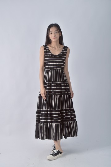 (S) 12twelve agenda條紋無袖黑色洋裝
