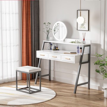 化妝台/梳妝台 梳妝台臥室現代簡約小戶型帶鏡化妝置物架女生臥室收納櫃一體桌子『XY34088』