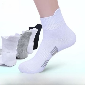 長襪子男士中筒純棉襪青少年吸汗防臭運動籃球短襪白色秋冬款加厚