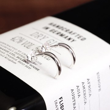 ART64 純銀 弦月 針式耳環 925純銀耳環 女生耳環 男生耳環