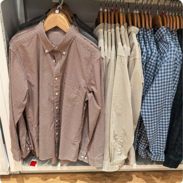 2025秋冬新款男裝女裝休閑撞色格子翻領寬松長袖襯衫上衣女480648鑫弘-錦衣華服