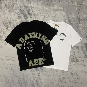 BAPE短袖男夏季寬松純棉圓領字母卡通印花青少年猿人頭t恤上衣潮