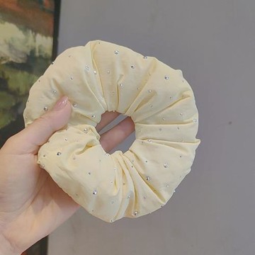 趙露思同款黃色枕頭kitsch大腸發圈超大睡眠釘珠頭繩丸子頭發繩