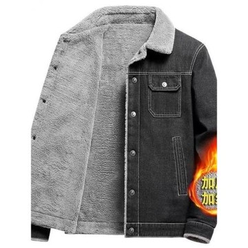 男士牛仔外套秋冬季加絨加厚寬松休閑夾克干活耐磨保暖工作服上衣