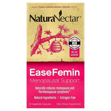 NaturaNectar, EaseFemin，更年期幫助，30 粒素食膠囊