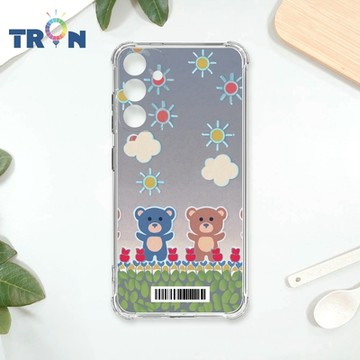 TRON 三星 A34 小熊與花系列 四角防摔載具殼 軟殼 手機殼