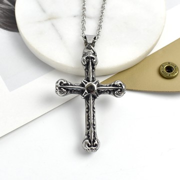 十字架項鍊 雙面雕紋項鍊NB1103