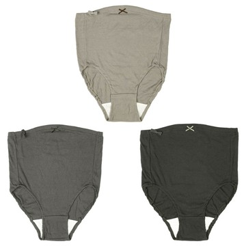 akachan honpo - 羅紋內褲3件組-完全包覆腹部-深灰色