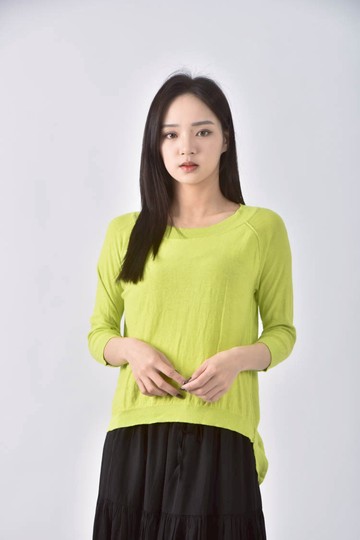 (S) 長版黃色長袖上衣