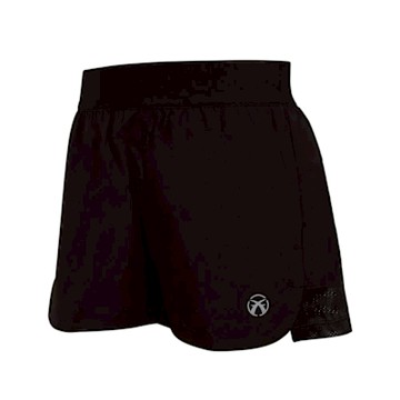 FIRESTAR 女四面彈慢跑短褲-5分褲 慢跑 訓練 休閒 CL521-10 黑銀