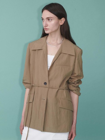 Belted Wide-collar Blazer (SW5MJ211-96)