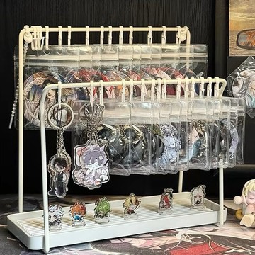 臺灣出貨 吧唧展示架 透明密封保護袋 防塵徽章立牌周邊鑰匙扣 桌面穀子收納盒 娃衣展示架 娃衣收納架 吧唧收納 立牌收納