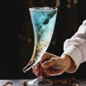 月亮高腳杯牛角杯異形杯雞尾酒杯杯創意個性威士忌杯酒杯高鵬玻璃