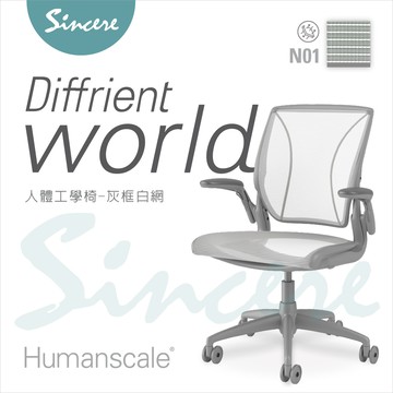 Diffrient World Chair人體工學椅_灰框白網