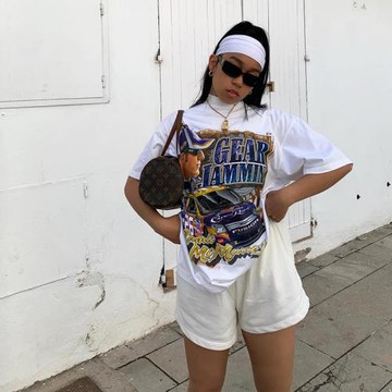 美式復古高街白色短袖t恤男女痞帥炸街oversize寬松半袖上衣ins潮