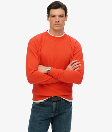 Superdry Men's Essential Logo Raglan Crew Sweatshirt Orange Size: M
