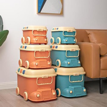 金貓兒童玩具收納箱家用整理箱萌趣小火車儲物箱寶寶衣服零食盒子
