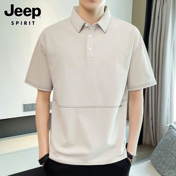 JEEP SPIRIT短袖t恤男士夏季2025新薄款潮流上衣寬松休閑polo衫男